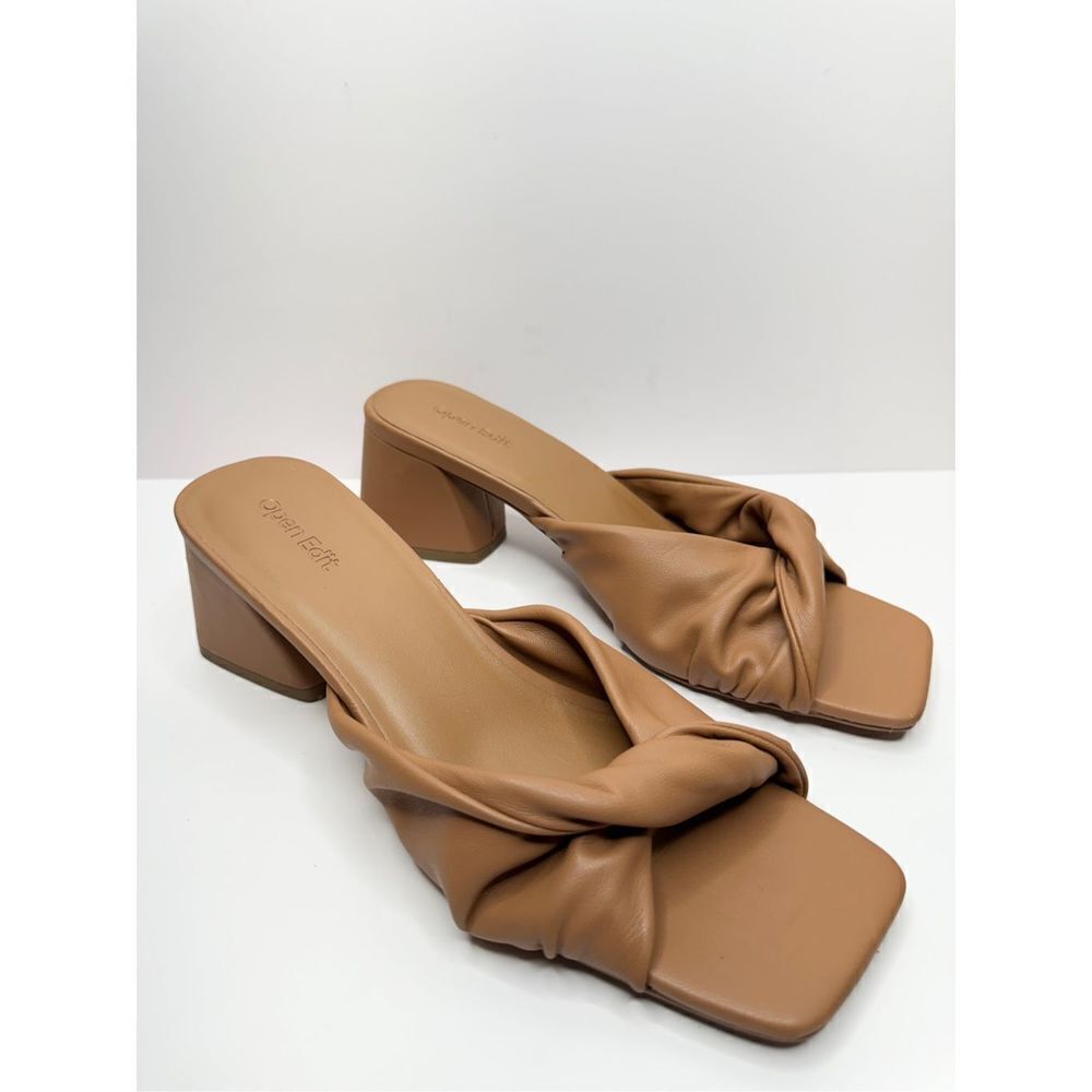 Open Edit Sandals Womens Size‎ 9.5 Brown Edcora Slip On Block Heel Shoes